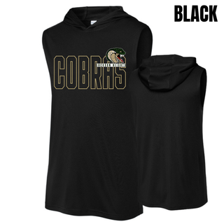 Jackson Heights Jr. Cobras Bold Outline Mascot Competitor Sleeveless Hoodie - Black