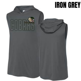 Jackson Heights Jr. Cobras Bold Outline Mascot Competitor Sleeveless Hoodie - Iron Grey