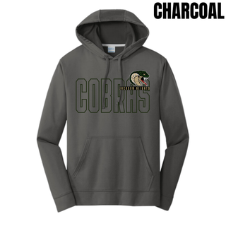 Jackson Heights Jr. Cobras Bold Outline Mascot Performance Fleece Hoodie - Charcoal