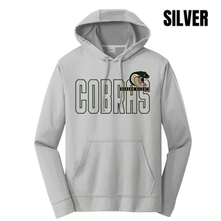 Jackson Heights Jr. Cobras Bold Outline Mascot Performance Fleece Hoodie - Silver