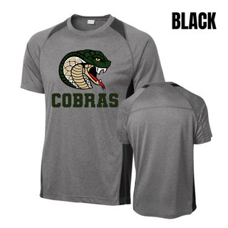 Jackson Heights Jr. Cobras Coiled Mascot Colorblock Contender Top in Grey Heather with Black accents, front and back