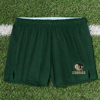 Jackson Heights Jr. Cobras Coiled Mascot jersey knit squad shorts in Forest Green