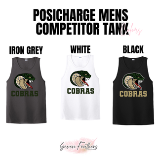 Jackson Heights Jr. Cobras Coiled Mascot PosiCharge Competitor Tank shown in Iron Grey, White, and Black
