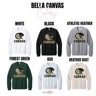 Jackson Heights Cobras Coiled Mascot Top, Bella Canvas color options