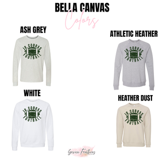 Jackson Heights Jr. Cobras Distressed Football Bella Canvas long sleeve and crewneck color options