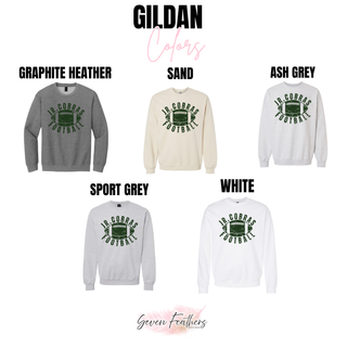 Jackson Heights Jr. Cobras Distressed Football Gildan crewneck color options