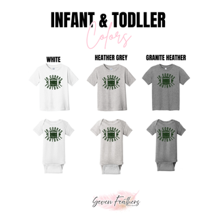 Jackson Heights Jr. Cobras Distressed Football infant and toddler tops in white, heather grey, and granite heather