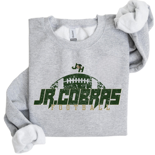 Heather grey Jackson Heights Jr. Cobras Distressed Football Stack crewneck sweatshirt
