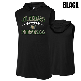 Black Jackson Heights Jr. Cobras Victory Arch Competitor sleeveless hoodie front and back