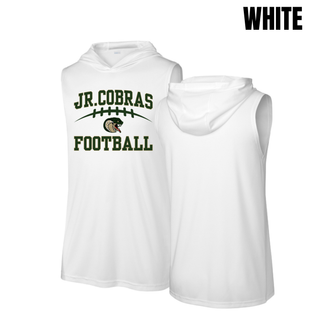 White Jackson Heights Jr. Cobras Victory Arch Competitor sleeveless hoodie front and back