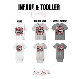Jeff West Tigers Game Day Pennant Top infant and toddler color options: White, Heather Grey, Granite Heather