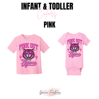 Jeff West Tigers Pink Out top shown in infant and toddler Pink
