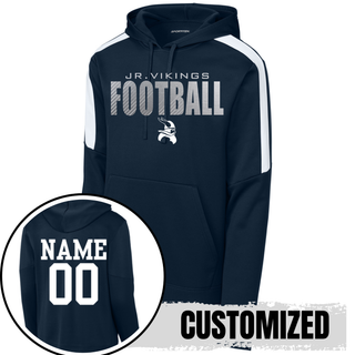 Navy Jr. Vikings Football Chrome Edition Fan Favorite Hoodie with custom name and number on back option shown