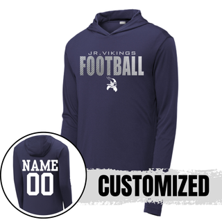 Navy Jr. Vikings Football Chrome Edition PosiCharge Competitor Hoodie with custom name and number option shown on back