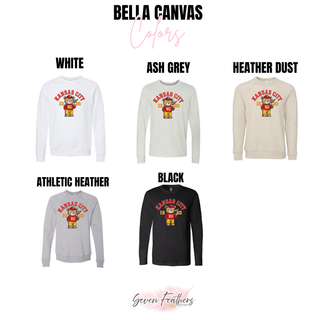Kansas City football bear Bella Canvas long sleeve and crewneck color options