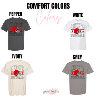 Kansas City Football Varsity Helmet Top available in Comfort Colors Pepper, White, Ivory, and Grey
