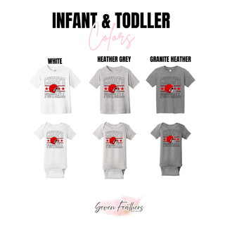Kansas City Football Varsity Helmet Top available in infant and toddler White, Heather Grey, and Granite Heather colors