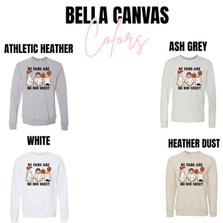 KC Fans Are No Boo Sheet Top long sleeve and crewneck color options in grey and dust