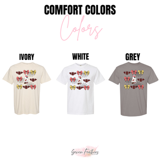 KC Ghosts And Footballs Top graphic tee color options in ivory, white, and grey