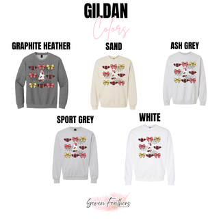 KC Ghosts And Footballs Top crewneck sweatshirt color options in graphite, sand, and sport grey