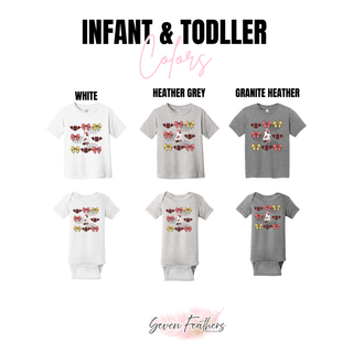 KC Ghosts And Footballs Top infant onesie and toddler tee color options in white and grey
