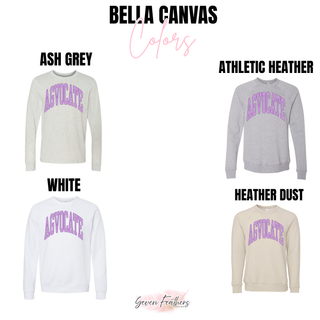 Lavender agvocate arch Bella Canvas color options ash grey athletic heather white and heather dust