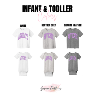 Lavender agvocate arch infant and toddler color options white heather grey and granite heather