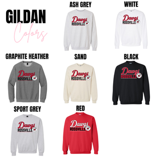 Gildan Legacy Rossville Dawgs Bulldawgs Lines in ash grey, white, graphite heather, sand, black, sport grey, red
