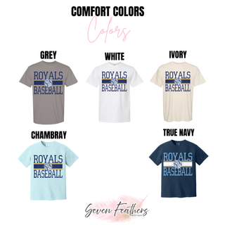 Comfort Colors tee color chart with leopard baseball stripe graphic
