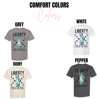 liberty born to be free 1776 graphic top comfort colors t shirt color options patriotic apparel
