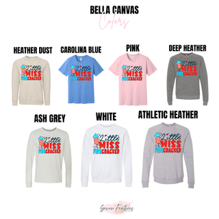 Little Miss Firecracker Bella Canvas color chart heather dust carolina blue pink deep heather ash grey white athletic heather
