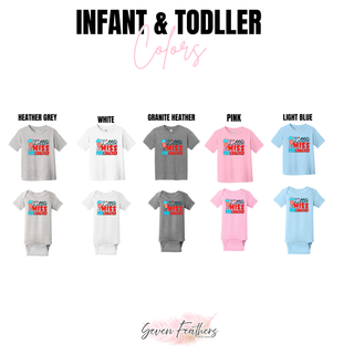 Little miss firecracker infant and toddler chart heather grey white granite heather pink and light blue tees and onesies
