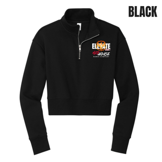 Black Mad House Dance Company Elevate Season 3 women's fleece 1/2-zip flat lay with phoenix graphic