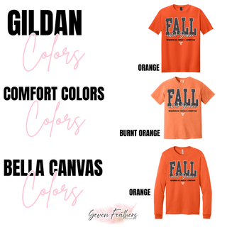 Gildan, Comfort Colors, and Bella Canvas orange color options for Madhouse Dance Company fall into dance top