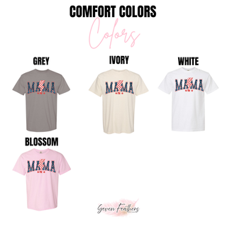 Comfort Colors options grey ivory white blossom for mama patriotic lightning bolt stars graphic