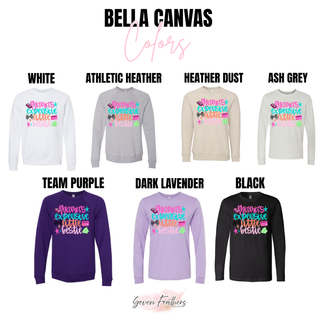 Mama's Expensive Little Bestie Bella Canvas sweatshirt color options white athletic heather heather dust ash grey team purple dark lavender black
