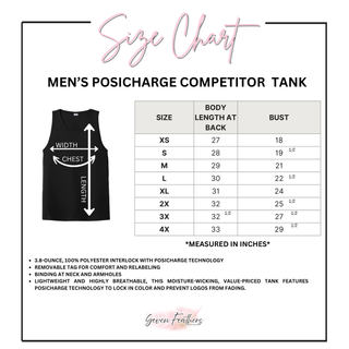 Adult PosiCharge Competitor tank size chart