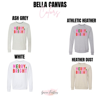 Merry & Bright Dotted Top Bella Canvas color options - Ash Grey, Athletic Heather, White, Heather Dust