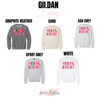 Merry & Bright Dotted Top Gildan color options - Graphite Heather, Sand, Ash Grey, Sport Grey, White