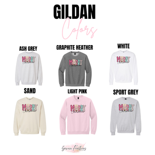 Merry Christmas Doodle Top Gildan color options: Ash Grey, Graphite Heather, White, Sand, Light Pink, Sport Grey
