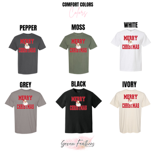 Merry Christmas Santa Top Comfort Colors color options: Pepper, Moss, White, Grey, Black, Ivory