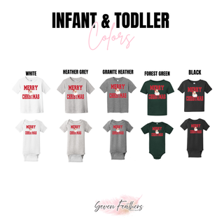 Merry Christmas Santa Top Infant and Toddler color options: White, Heather Grey, Granite Heather, Forest Green, Black