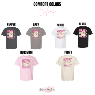 Merry Merry Merry Christmas Santa Top Comfort Colors color options: Pepper, Grey, White, Black, Blossom, Ivory