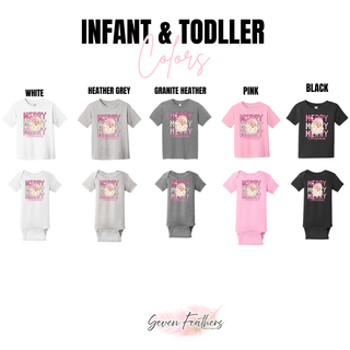 Merry Merry Merry Christmas Santa Top infant and toddler color options: White, Heather Grey, Granite Heather, Pink, Black