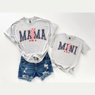 matching mom and mini patriotic lightning bolt stars shirts