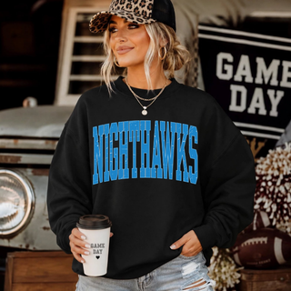 NEK Northeast Kansas Nighthawks Arched Logo Top in black, flat lay