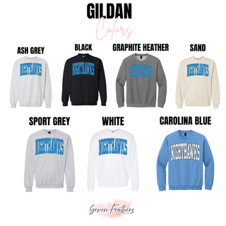 NEK Northeast Kansas Nighthawks Arched Logo Top Gildan color options