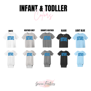 NEK Northeast Kansas Nighthawks Arched Logo Top infant and toddler color options
