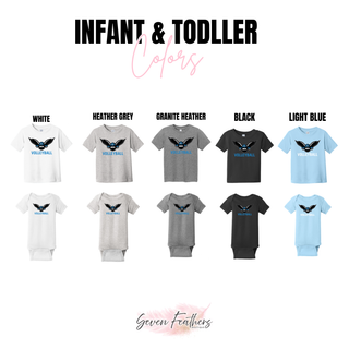NEK Northeast Kansas Nighthawks Volleyball Mascot Top infant and toddler color options