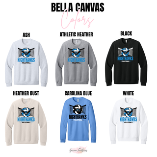 NEK Northeast Kansas Nighthawks Volleyball Net Top Bella Canvas color options